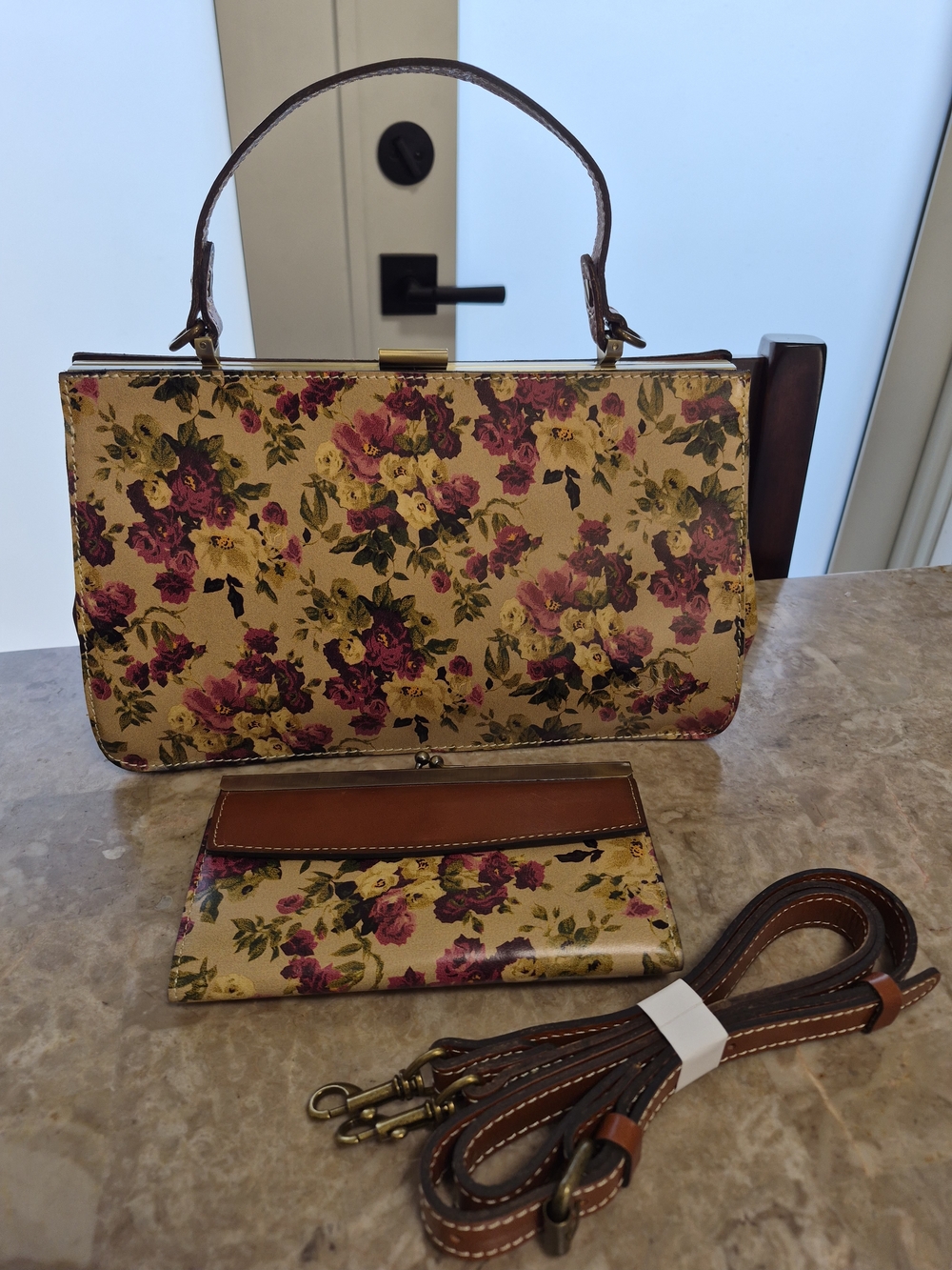 Patricia Nash Floral Top-Handle Shoulder Bag in Cream, Pink & Green